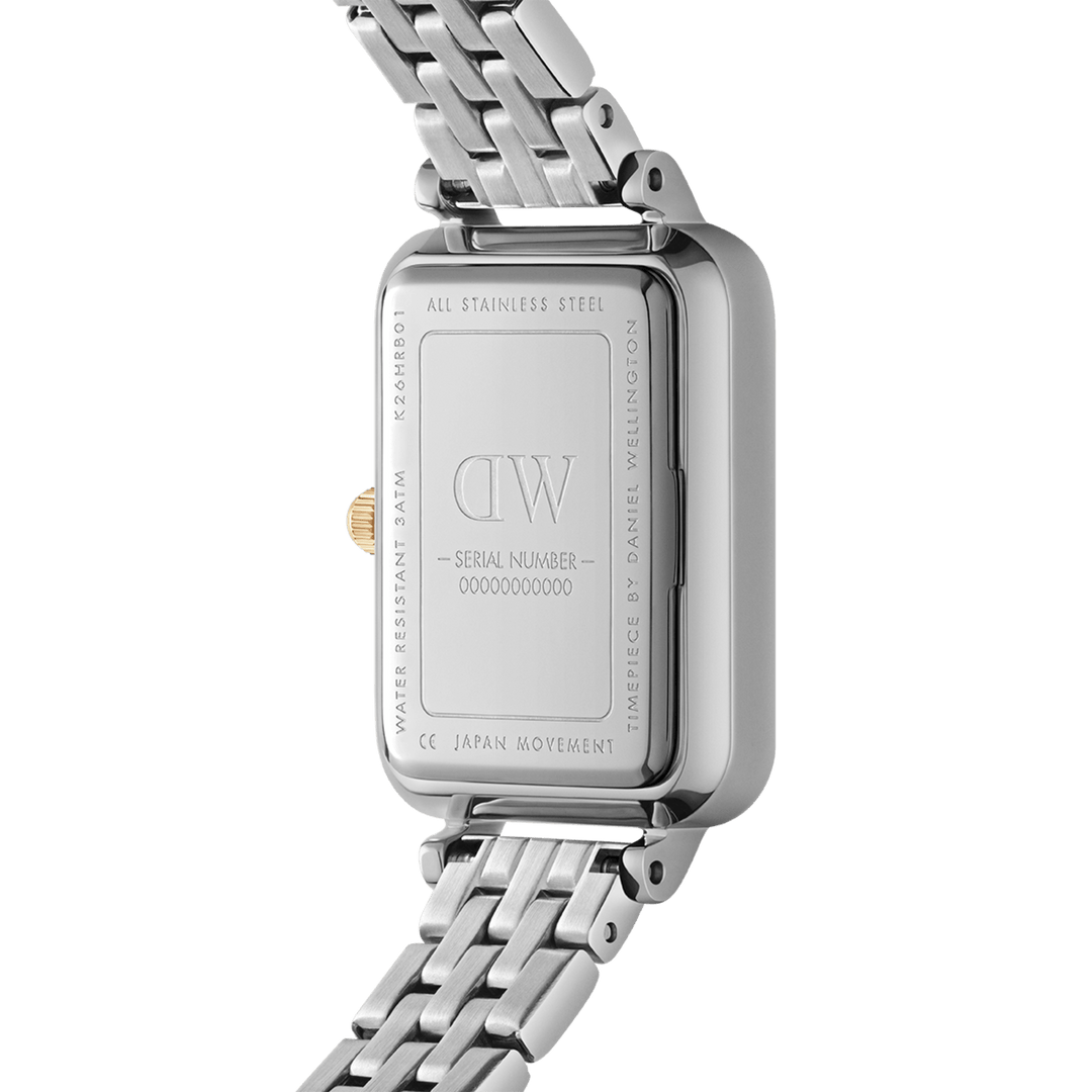Daniel Wellington Quadro 20x26 Bezel 5-Link White Mother of Pearl Two-Tone Gold & Silver Watch