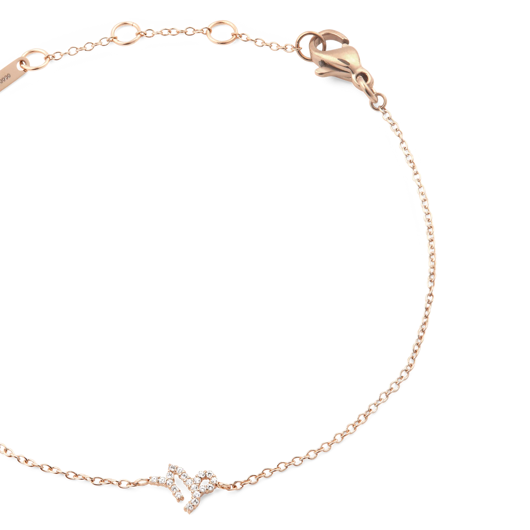 Crystal Zodiac Chain Bracelet Rose Gold