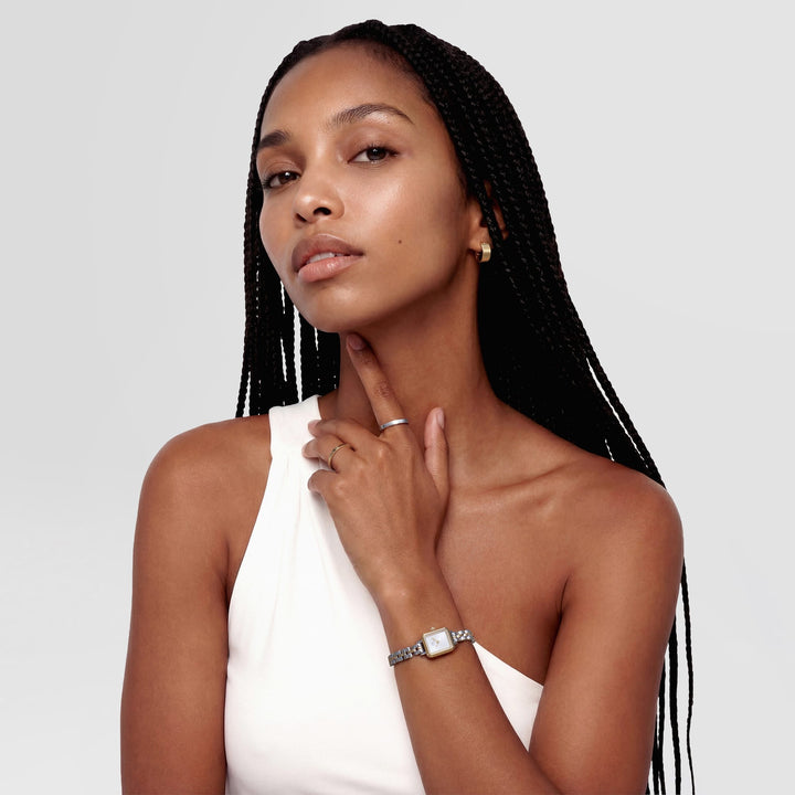 Daniel Wellington Quadro Mini Arch 3-Link Two Tone Gold | The Jewellery Boutique