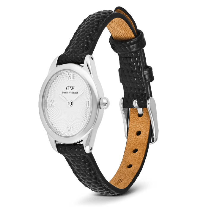 Daniel Wellington Ophelia Mini Black Lizard White GuillochÃ© Silver | The Jewellery Boutique