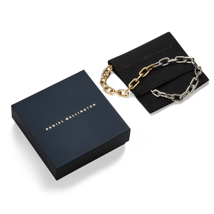 Daniel Wellington Contrast Link Necklace Two Tone Gold | The Jewellery Boutique