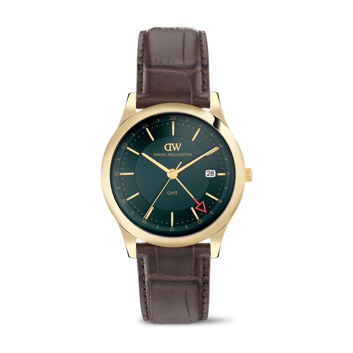 Daniel Wellington Pathfinder GMT Brown-Croc Green Gold