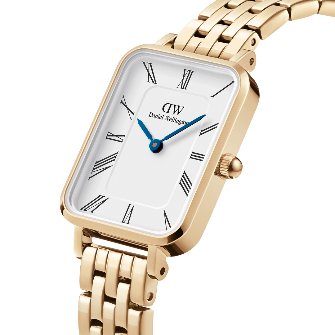 Daniel Wellington Quadro Roman Numerals 20x26 5-Link G White Watch
