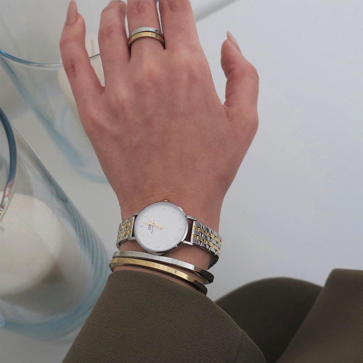 Daniel Wellington Petite Lumine 28 5-Link Gold & Silver White Watch