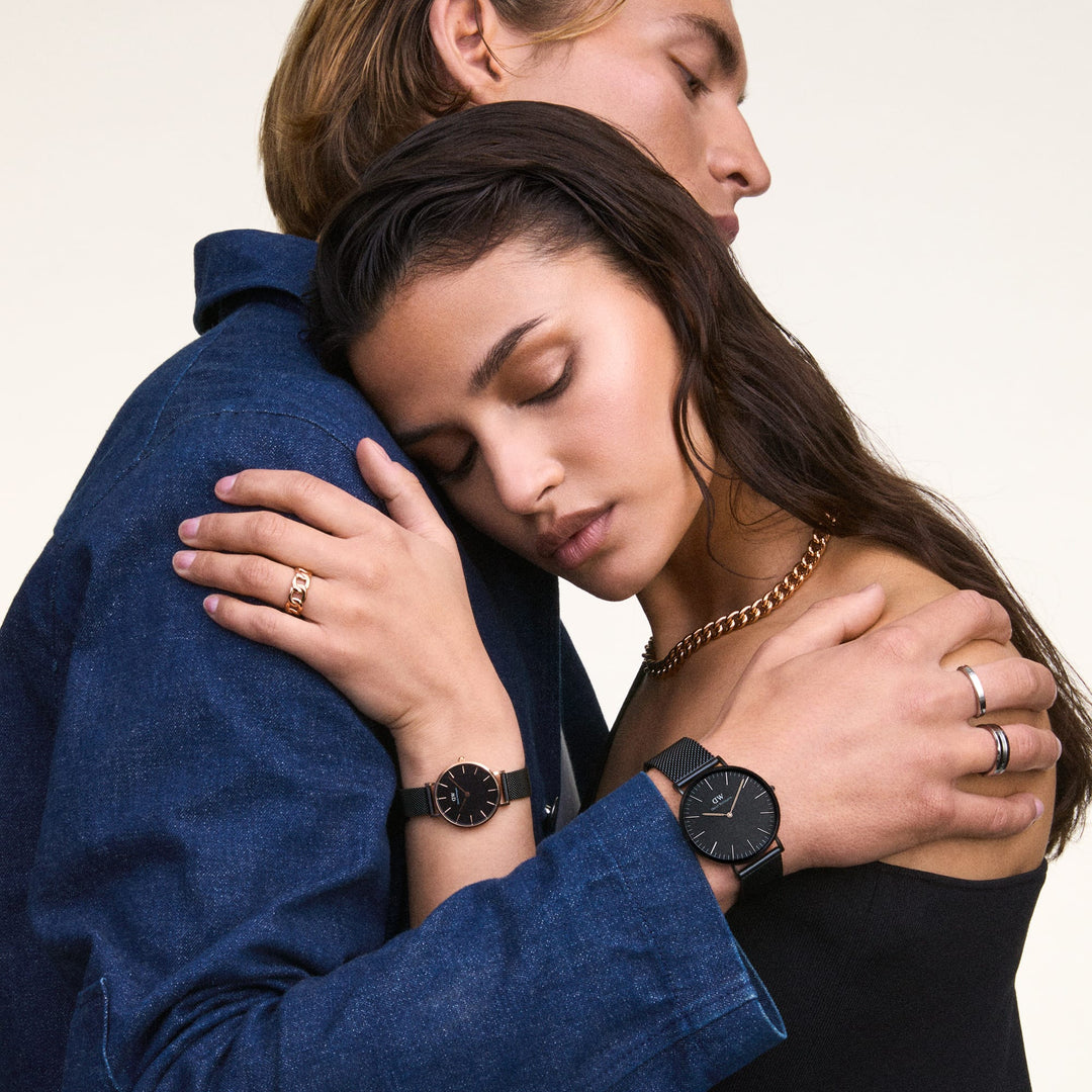Petite 28 Ashfield Rose Gold & Black Watch
