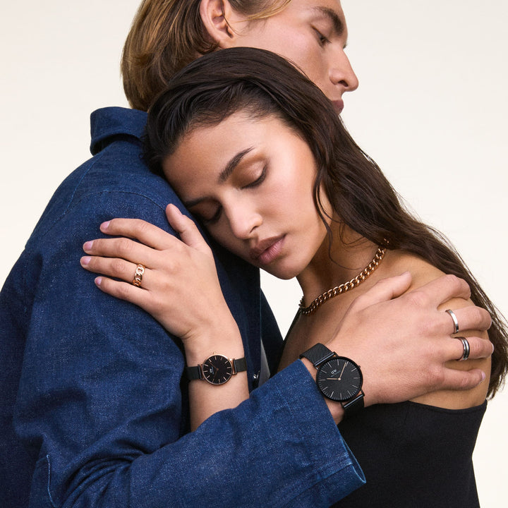 Petite 28 Ashfield Rose Gold & Black Watch