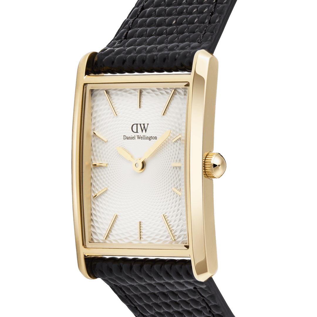 Daniel Wellington Bound Black Lizard GuillochÃ© Gold | The Jewellery Boutique