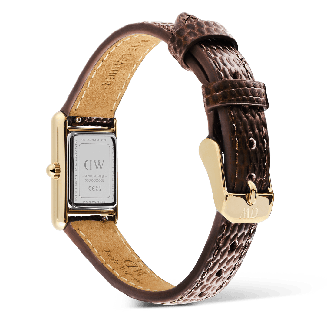 Daniel Wellington Bound Mini Dark Brown Lizard Gold | The Jewellery Boutique
