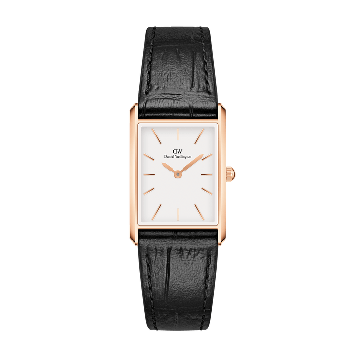 Daniel Wellington Bound 32x22 Black Croc Leather RG White Watch