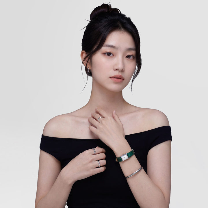 Daniel Wellington Bound Mini Green Lizard Silver | The Jewellery Boutique