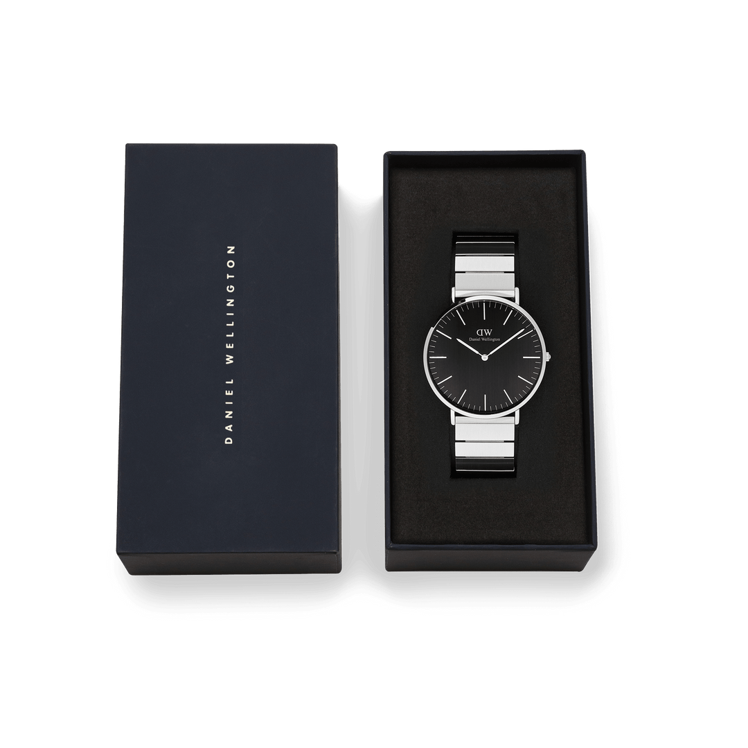 Classic Piano Link Onyx Silver Watch