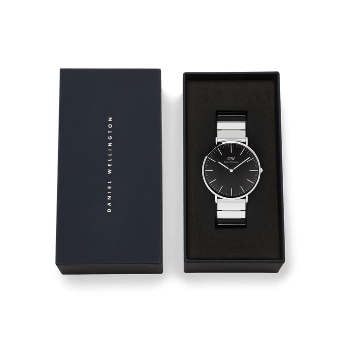 Classic Piano Link Onyx Silver Watch