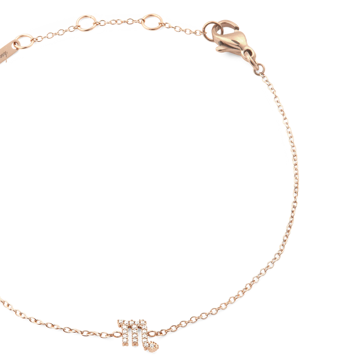 Crystal Zodiac Chain Bracelet Rose Gold