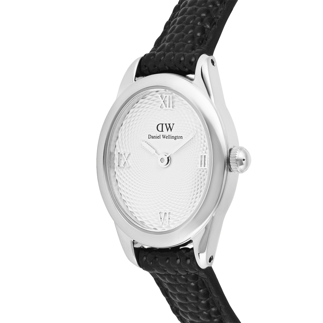 Daniel Wellington Ophelia Mini Black Lizard White GuillochÃ© Silver | The Jewellery Boutique