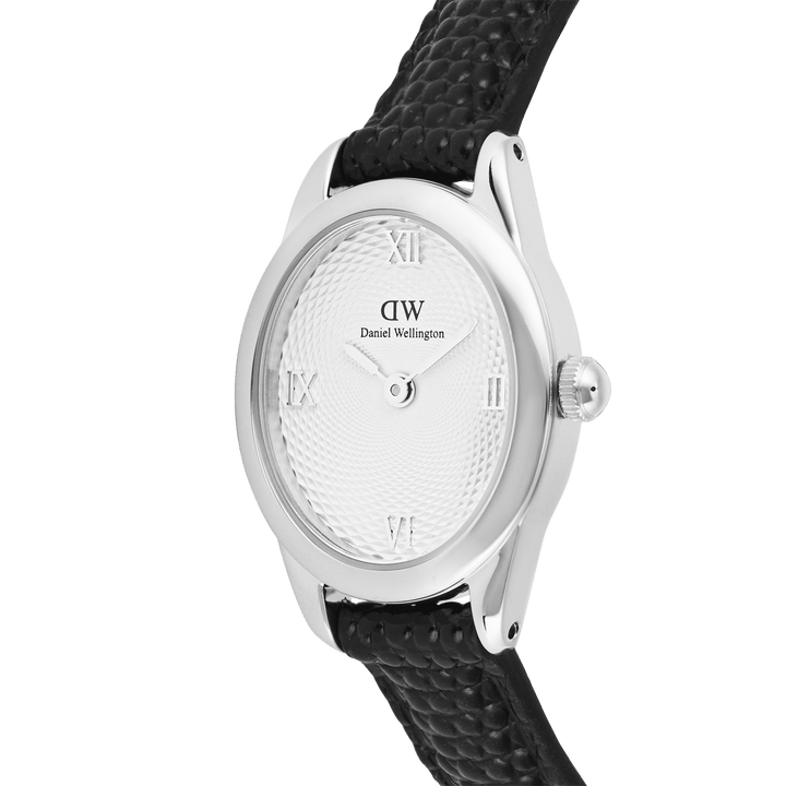Daniel Wellington Ophelia Mini Black Lizard White GuillochÃ© Silver | The Jewellery Boutique