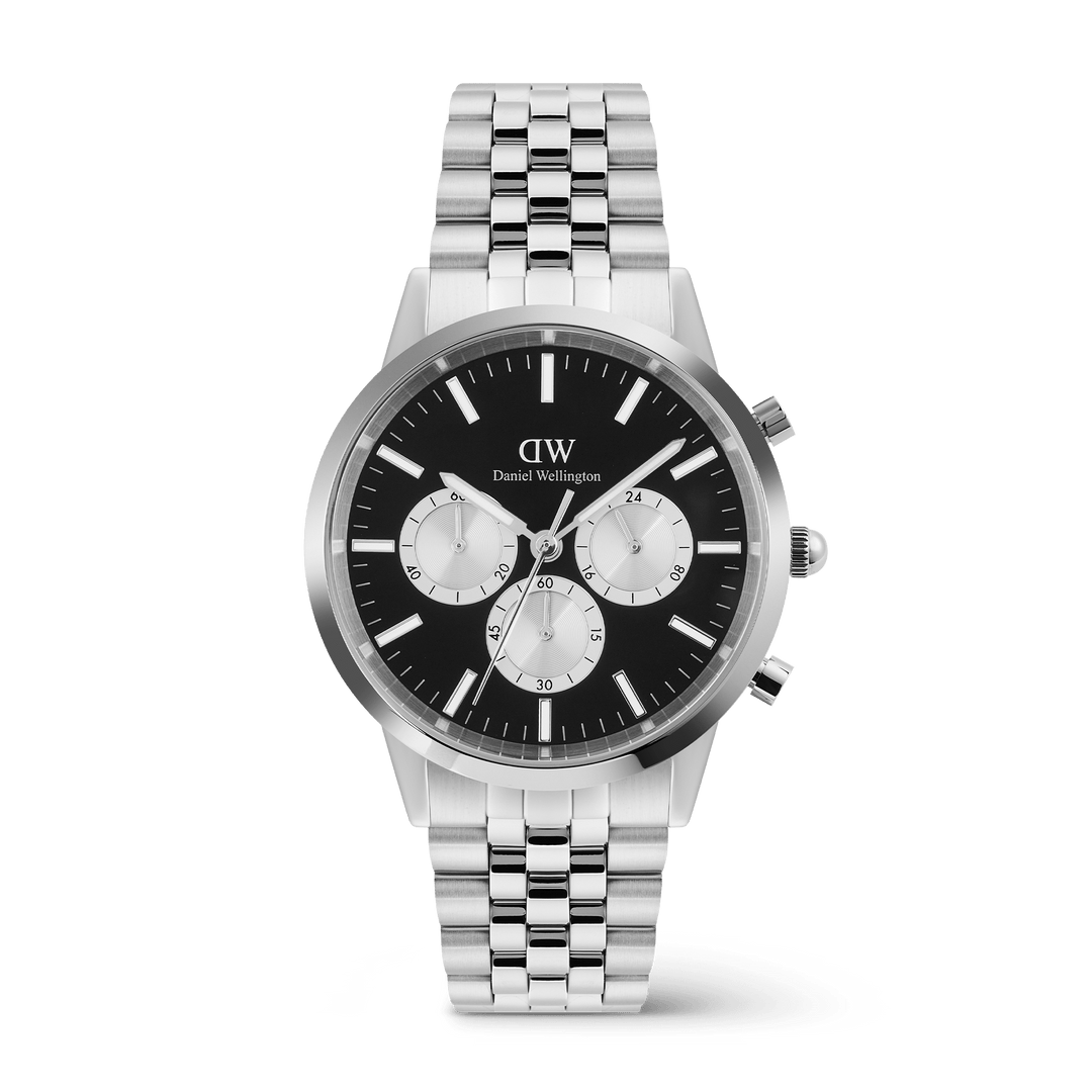 Daniel Wellington Iconic Chronograph Arch 5-Link Onyx Panda Silver