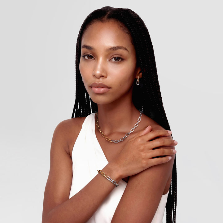Daniel Wellington Contrast Link Earrings Two Tone Gold | The Jewellery Boutique