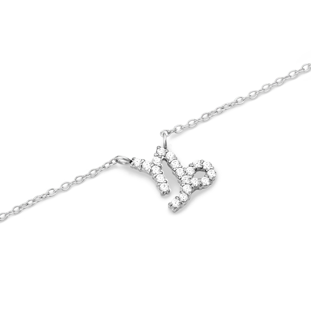 Zodiac Crystal Necklace Silver