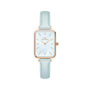 Daniel Wellington Quadro Blue Leather & Rose Gold Mother of Pearl Watch
