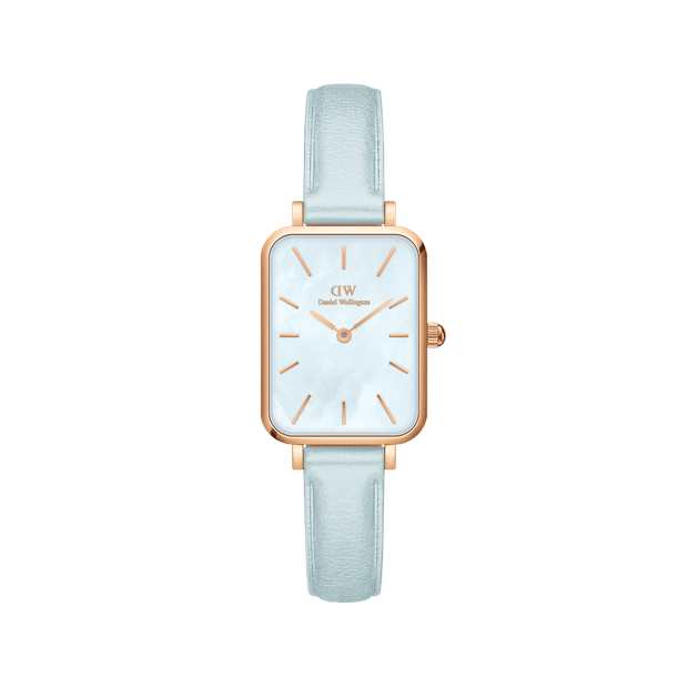Daniel Wellington Quadro Blue Leather & Rose Gold Mother of Pearl Watch