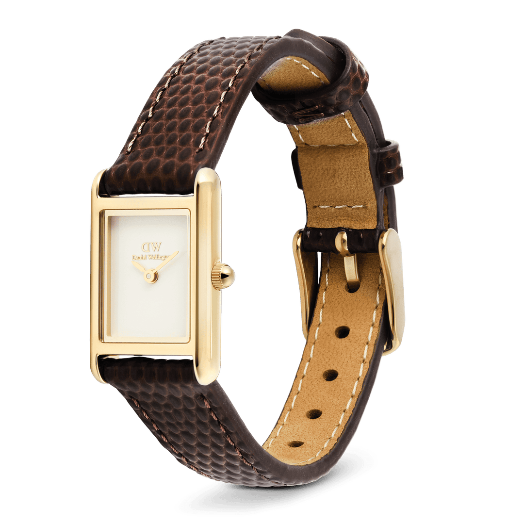 Daniel Wellington Bound Mini Dark Brown Lizard Gold | The Jewellery Boutique