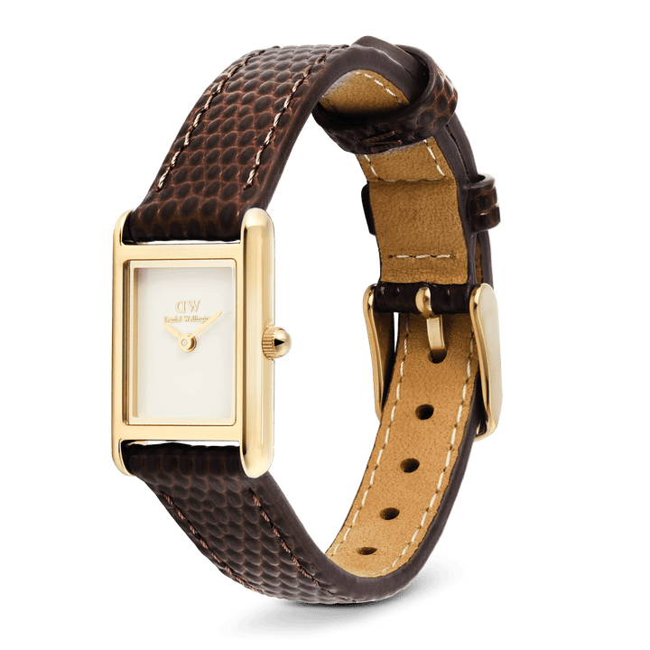 Daniel Wellington Bound Mini Dark Brown Lizard Gold | The Jewellery Boutique