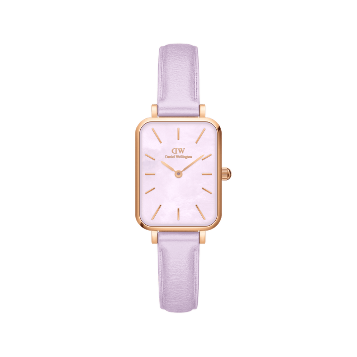 Daniel Wellington Quadro Purple Leather & Rose Gold Mother of Pearl Watch