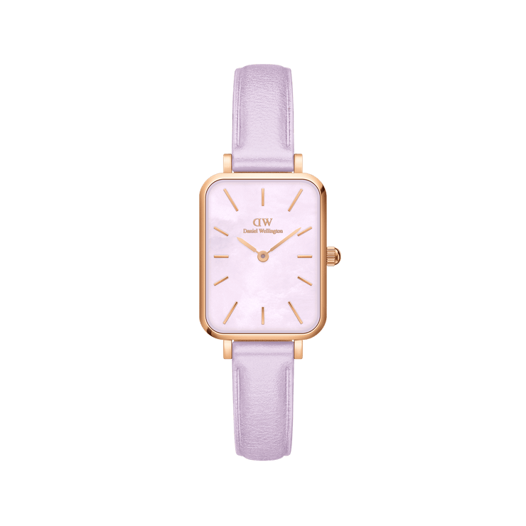 Daniel Wellington Quadro Purple Leather & Rose Gold Mother of Pearl Watch