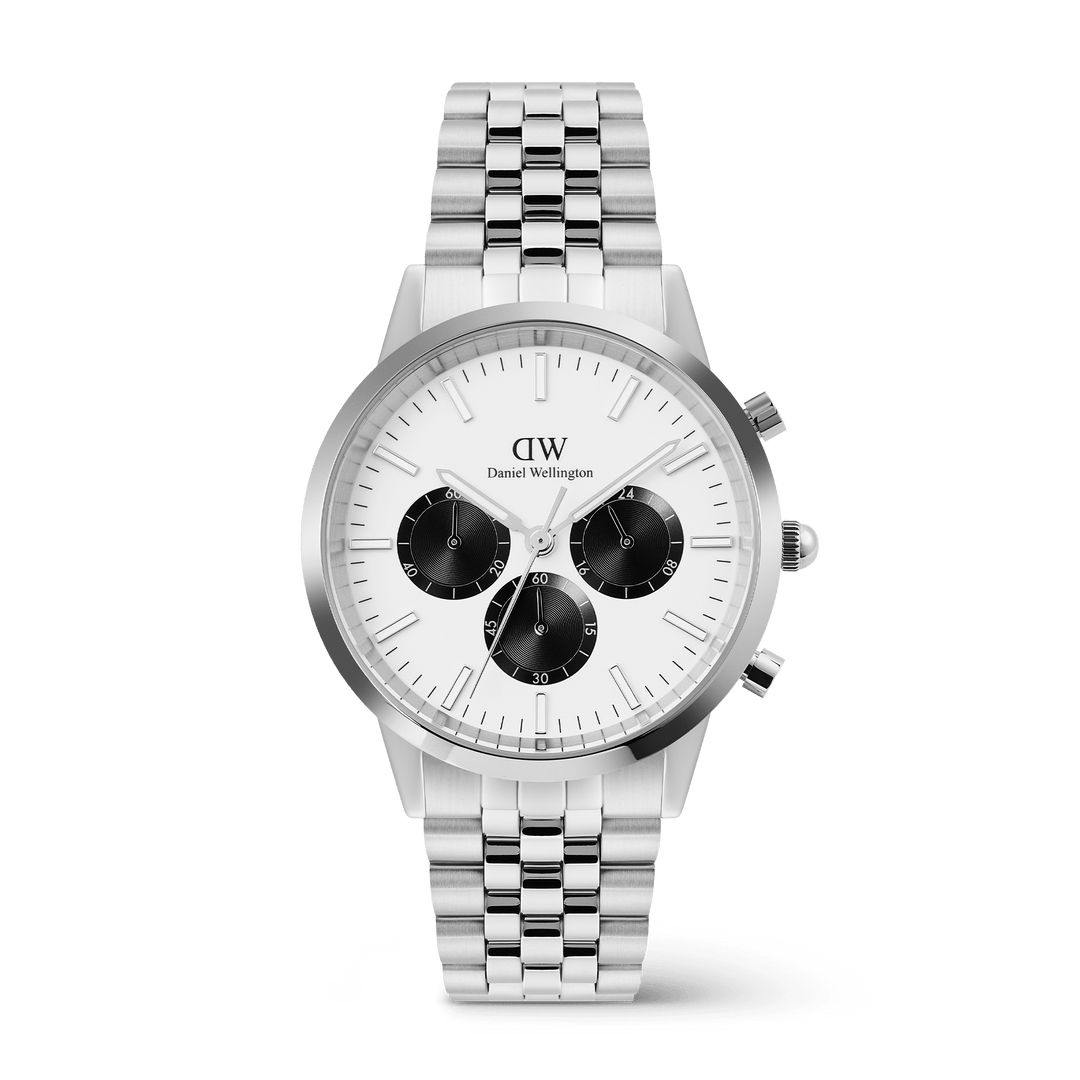 Daniel Wellington Iconic Chronograph Arch 5-Link Off- White Panda Silver