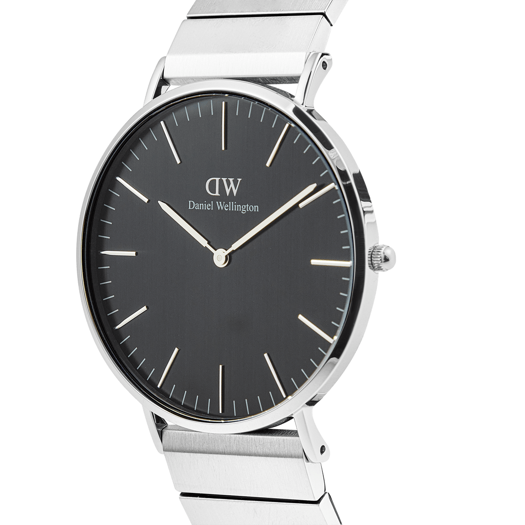 Classic Piano Link Onyx Silver Watch