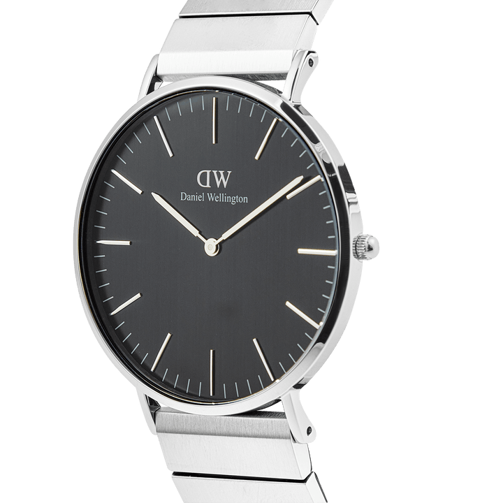 Classic Piano Link Onyx Silver Watch