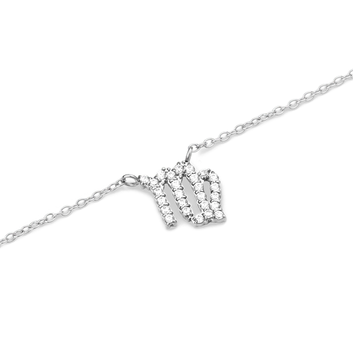 Zodiac Crystal Necklace Silver