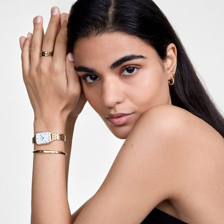 Daniel Wellington Quadro Roman Numerals 20x26 5-Link G White Watch