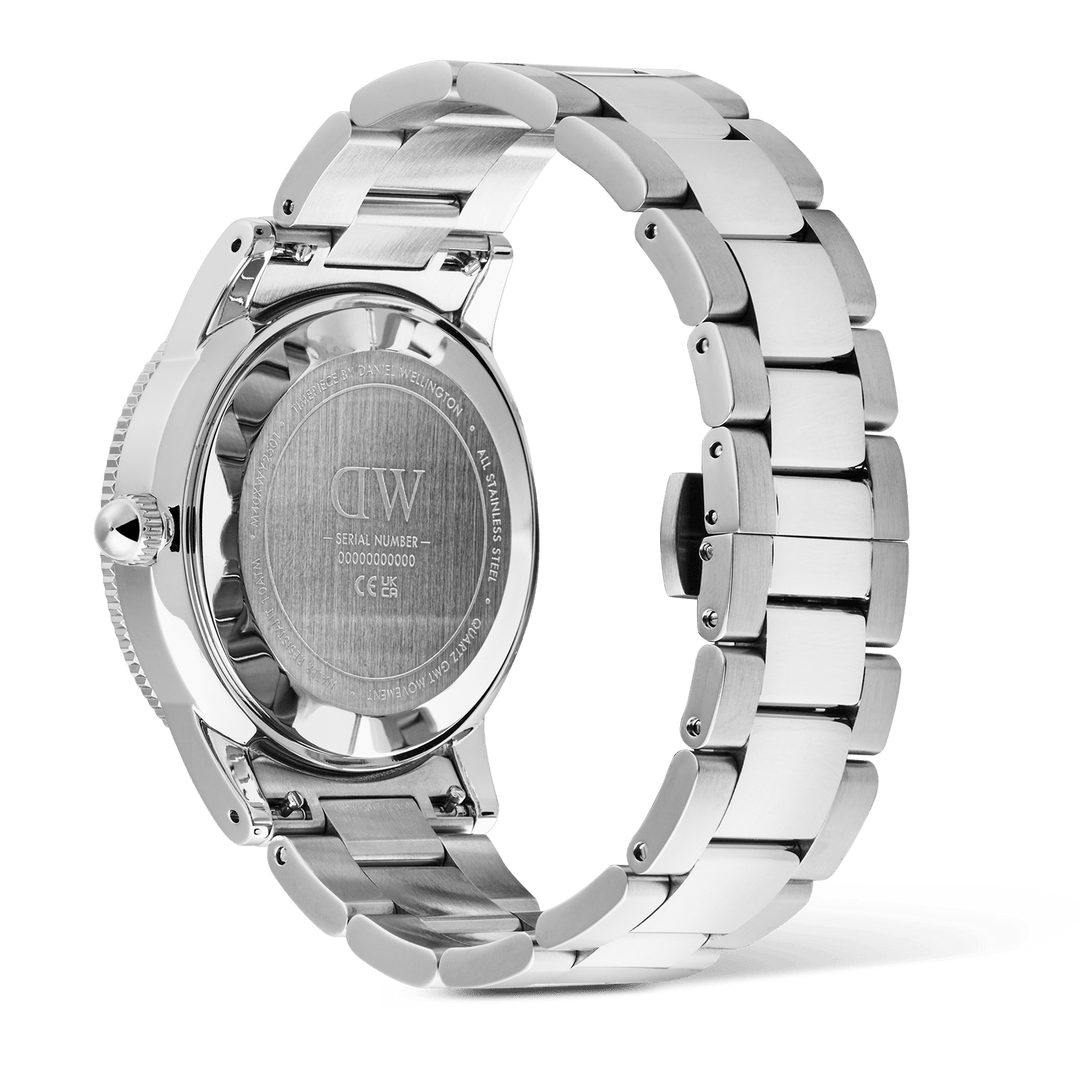 Daniel Wellington Iconic GMT Link Black Blue Ceramic Bezel Silver | The Jewellery Boutique