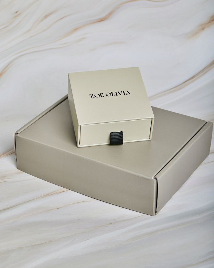 Aurelia Knotted Dangle Stud Earrings in Silver in Zoe Olivia gift packaging
