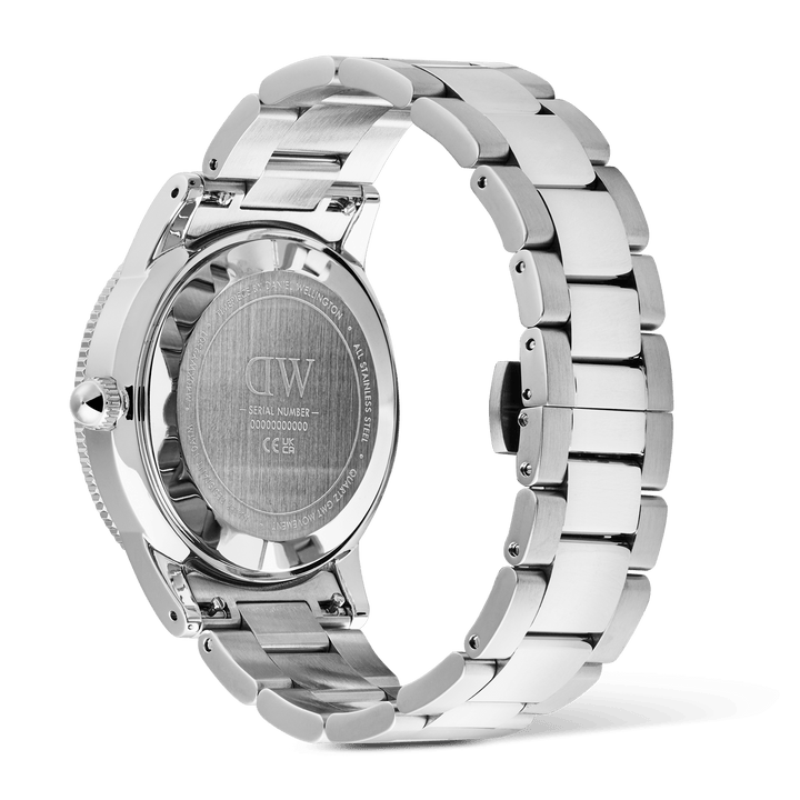 Daniel Wellington Iconic GMT Link Black Green Ceramic Bezel Silver | The Jewellery Boutique