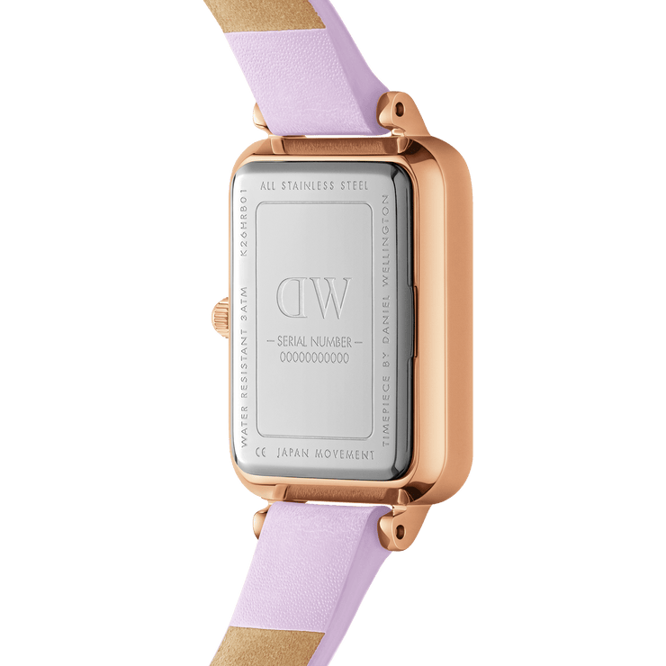 Daniel Wellington Quadro Purple Leather & Rose Gold Mother of Pearl Watch