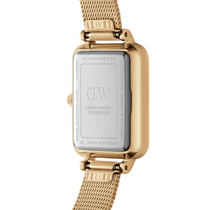 Daniel Wellington Quadro 20x26 Bezel Mesh White Mother of Pearl Gold Watch