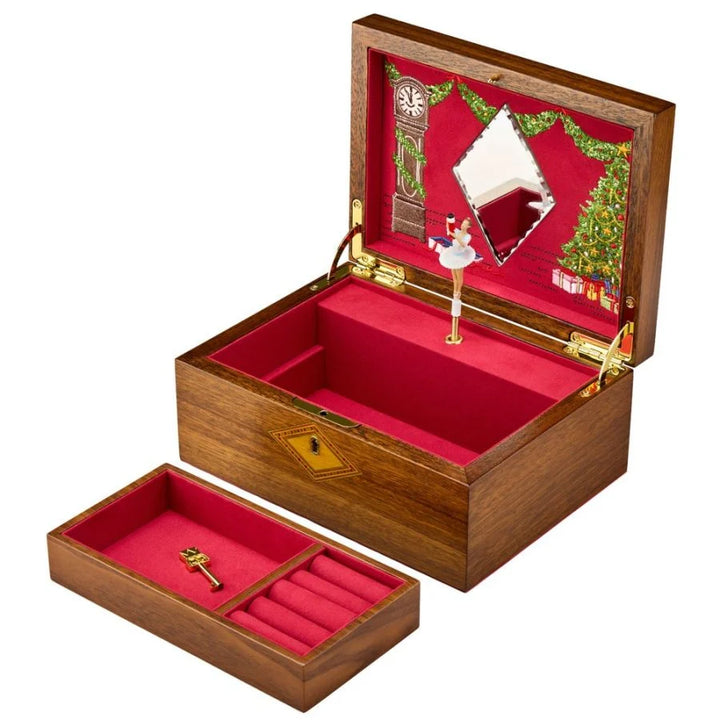 Ballet Musical Jewellery Box - Nutcracker Walnut Wood