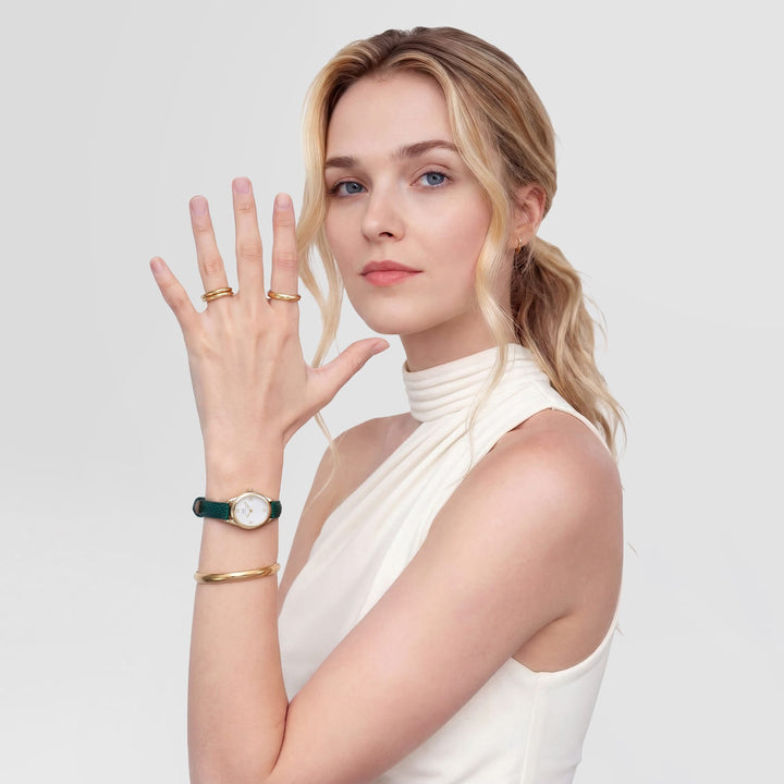 Daniel Wellington Ophelia Mini Green Lizard White GuillochÃ© Gold | The Jewellery Boutique