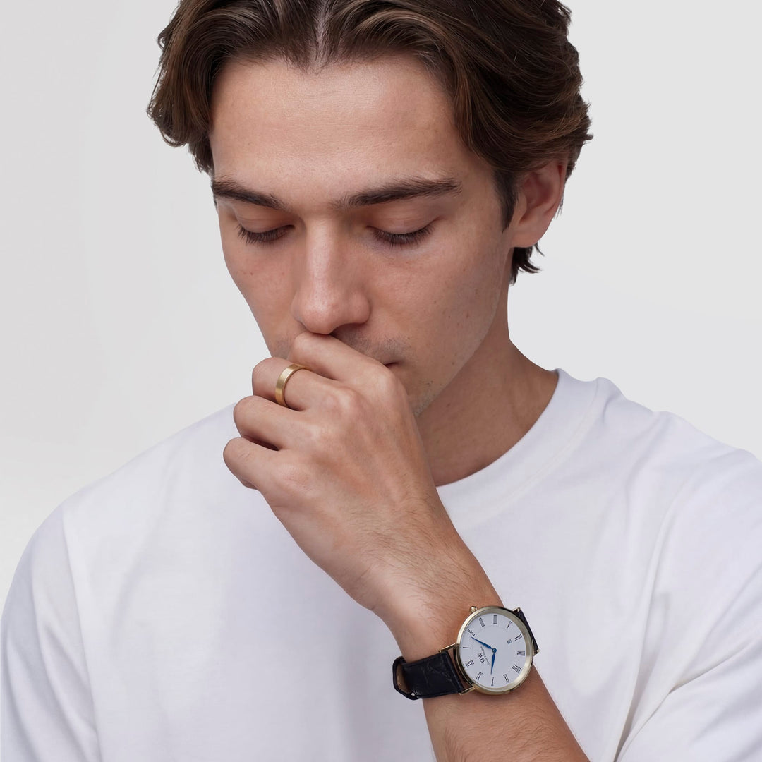 Daniel Wellington Line Ring Brushed Gold 4.5mm | The Jewellery Boutique