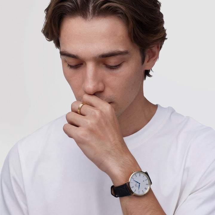 Daniel Wellington Line Ring Brushed Gold 4.5mm | The Jewellery Boutique