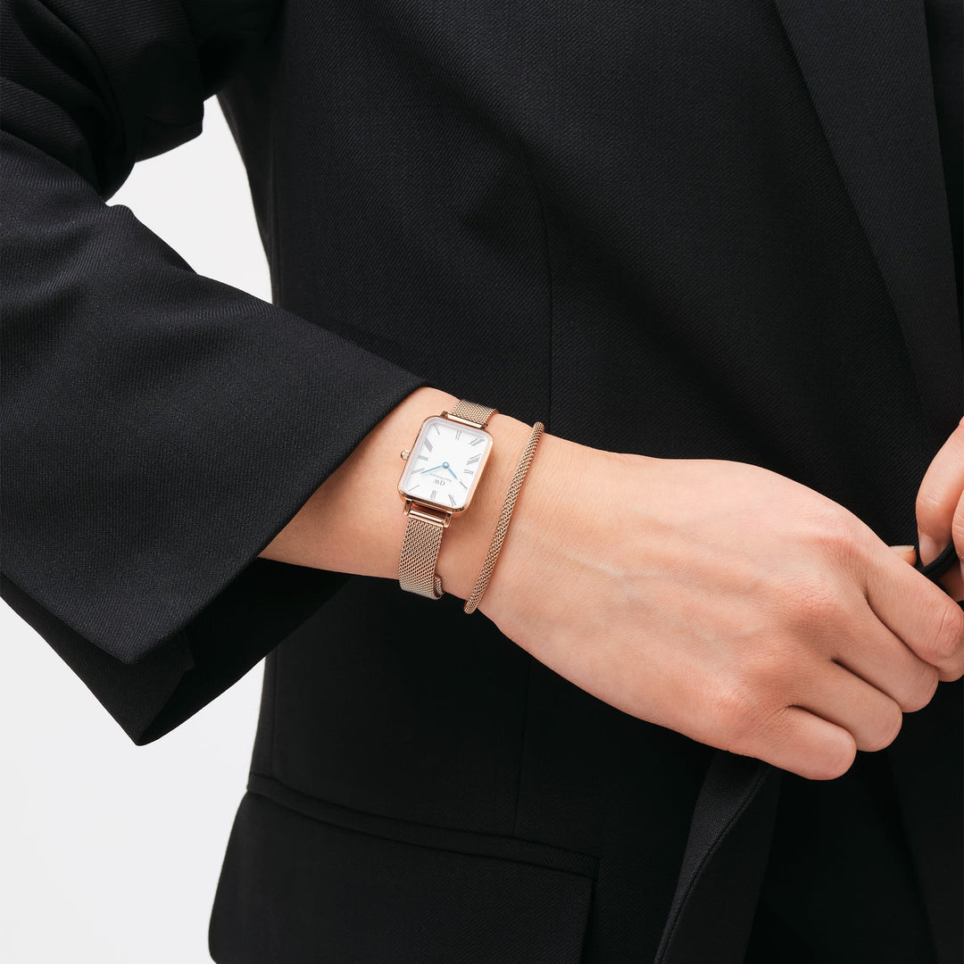Daniel Wellington Quadro Roman Numerals 20x26 Melrose RG White Watch