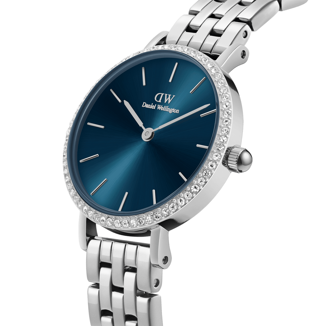 Daniel Wellington Petite 28 Bezel 5-Link Arctic Sunray Silver Watch