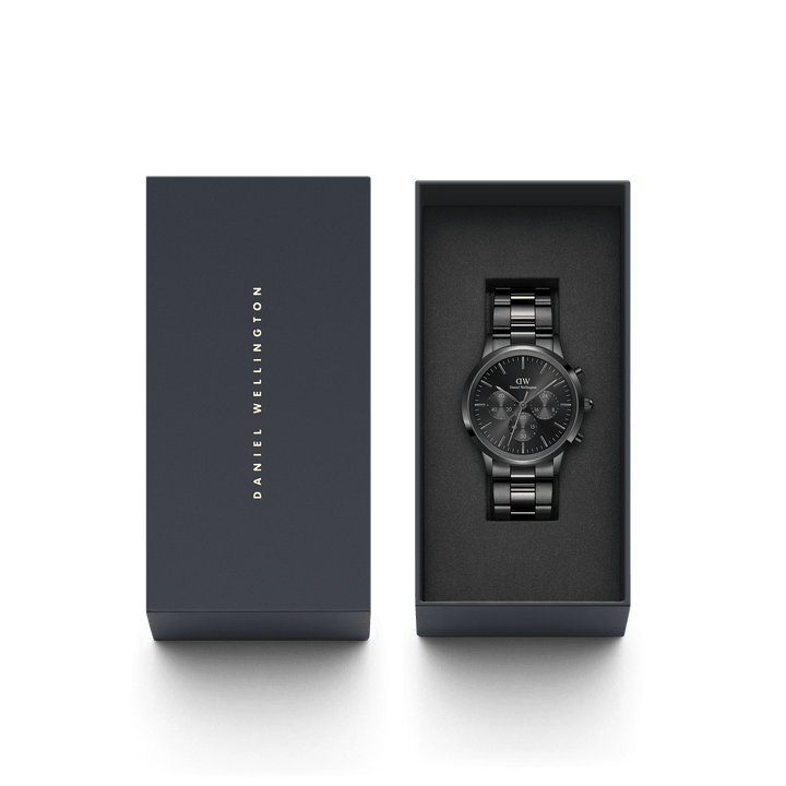 Daniel Wellington Iconic Chronograph 42 Link Black Sunray Watch