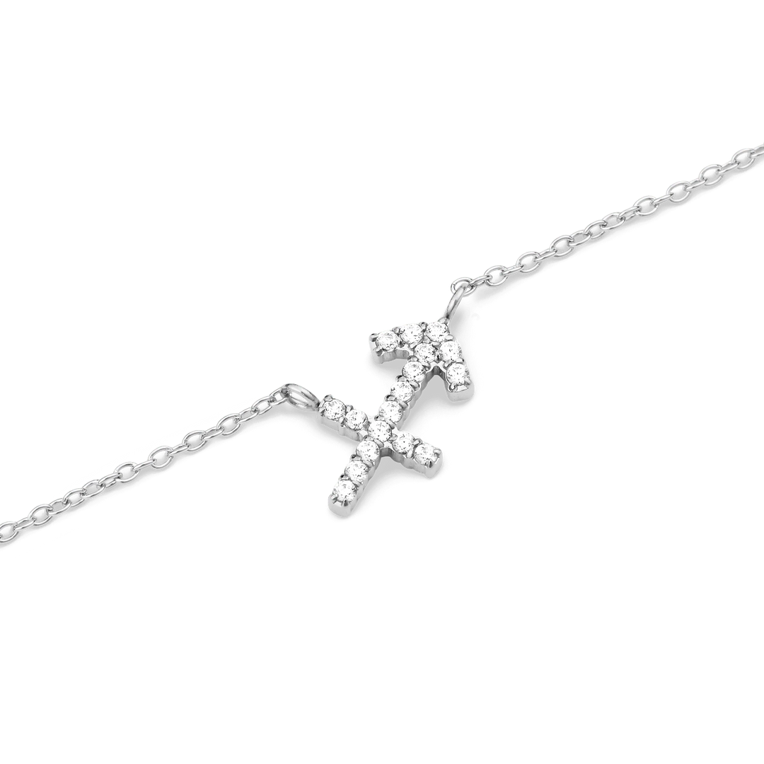 Zodiac Crystal Necklace Silver