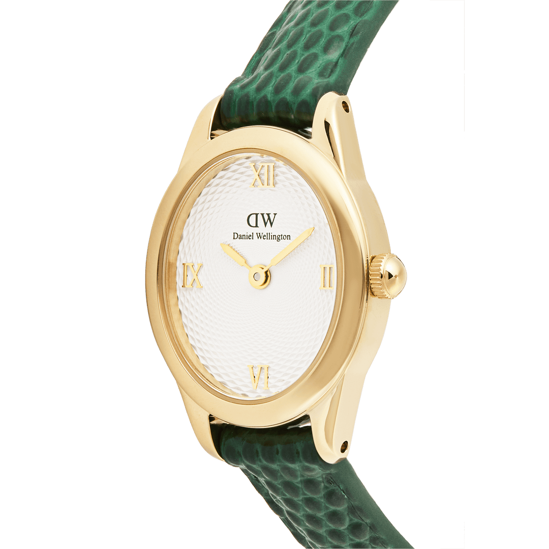 Daniel Wellington Ophelia Mini Green Lizard White GuillochÃ© Gold | The Jewellery Boutique