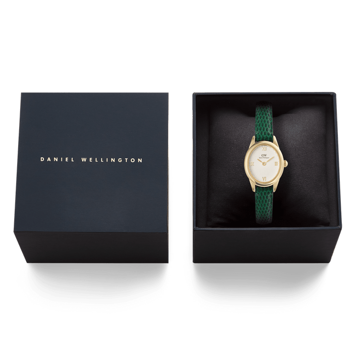 Daniel Wellington Ophelia Mini Green Lizard White GuillochÃ© Gold | The Jewellery Boutique