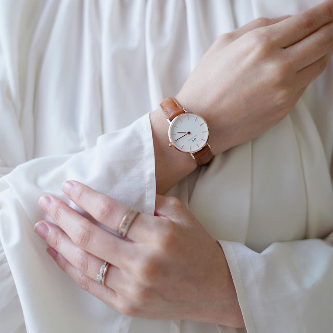 Petite 28 Durham Rose Gold & White Watch