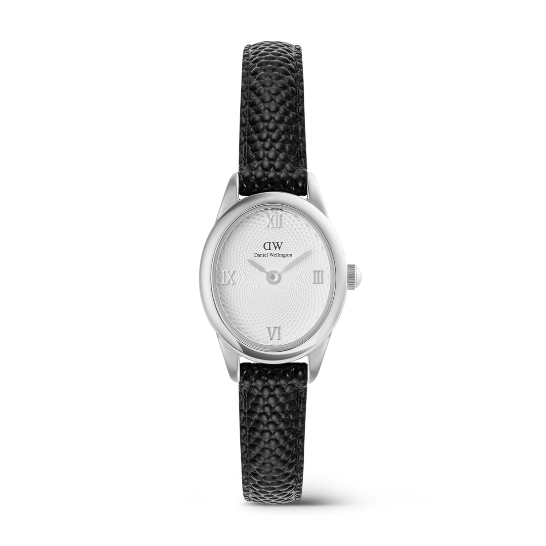 Daniel Wellington Ophelia Mini Black Lizard White GuillochÃ© Silver | The Jewellery Boutique